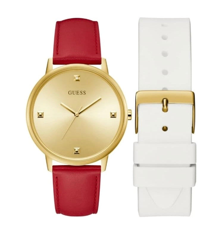 Luna Gold Case Red Strap Watch