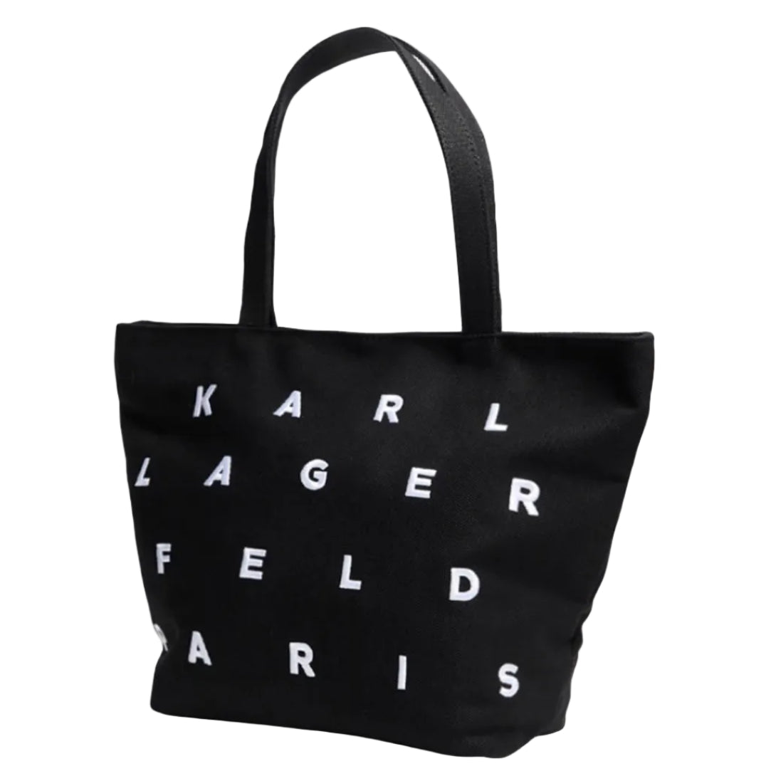 Logo Lettering Black Canvas Tote Bag