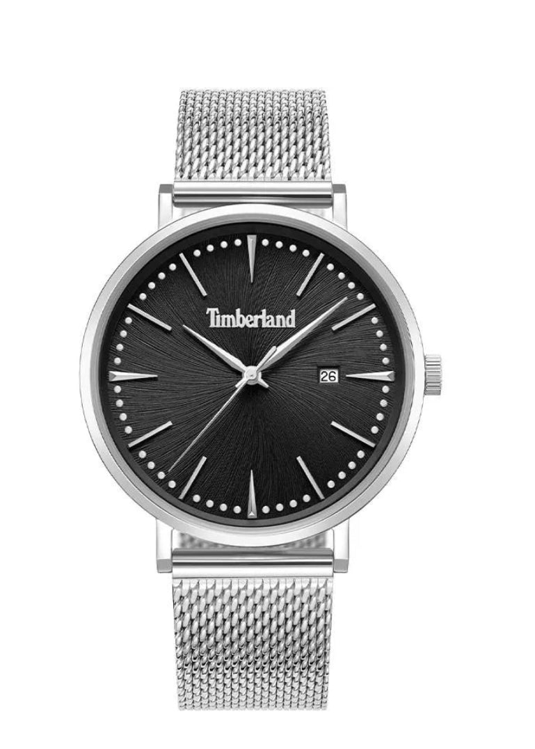 Black Dial Mesh Bracelet Watch silver