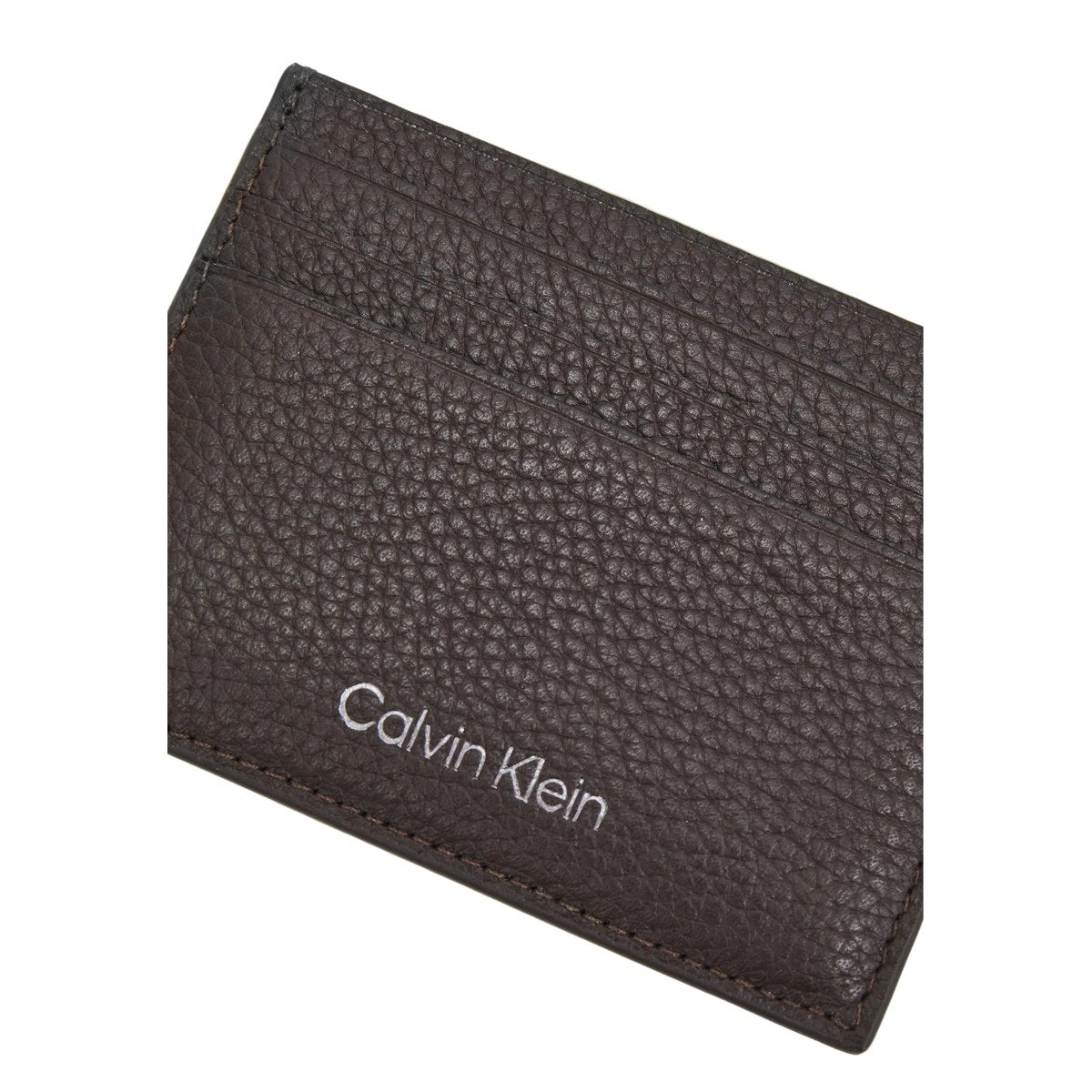 Pebbled Leather Card Holder – Dark Brown
