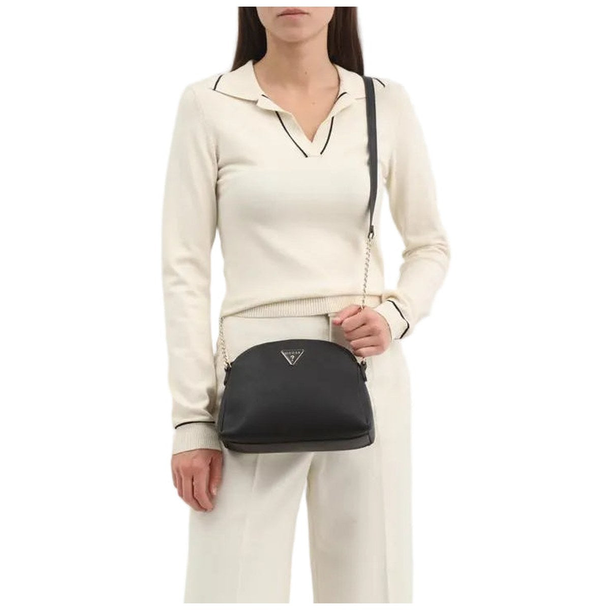 Victoria Chain Crossbody Bag - Black&Beige
