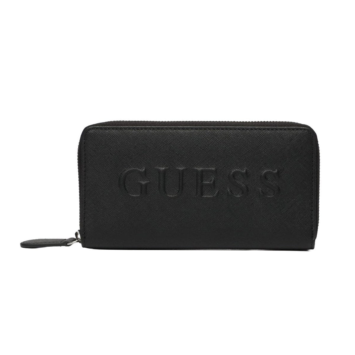 Embossed Logo Zip Around Wallet – Black