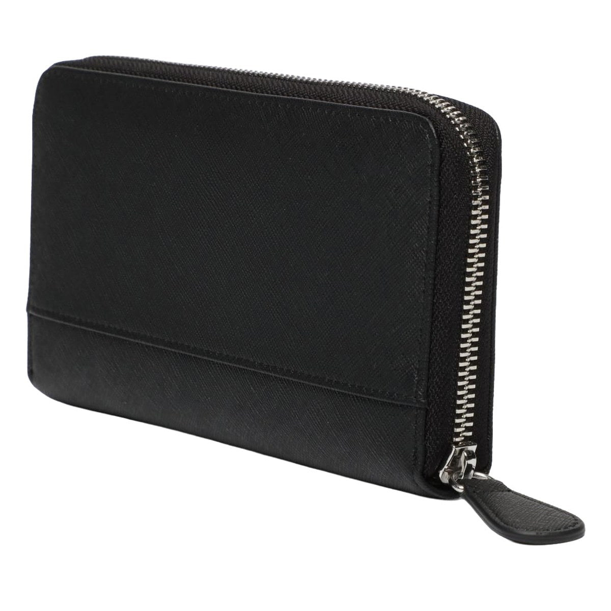 Embossed Logo Zip Around Wallet – Black