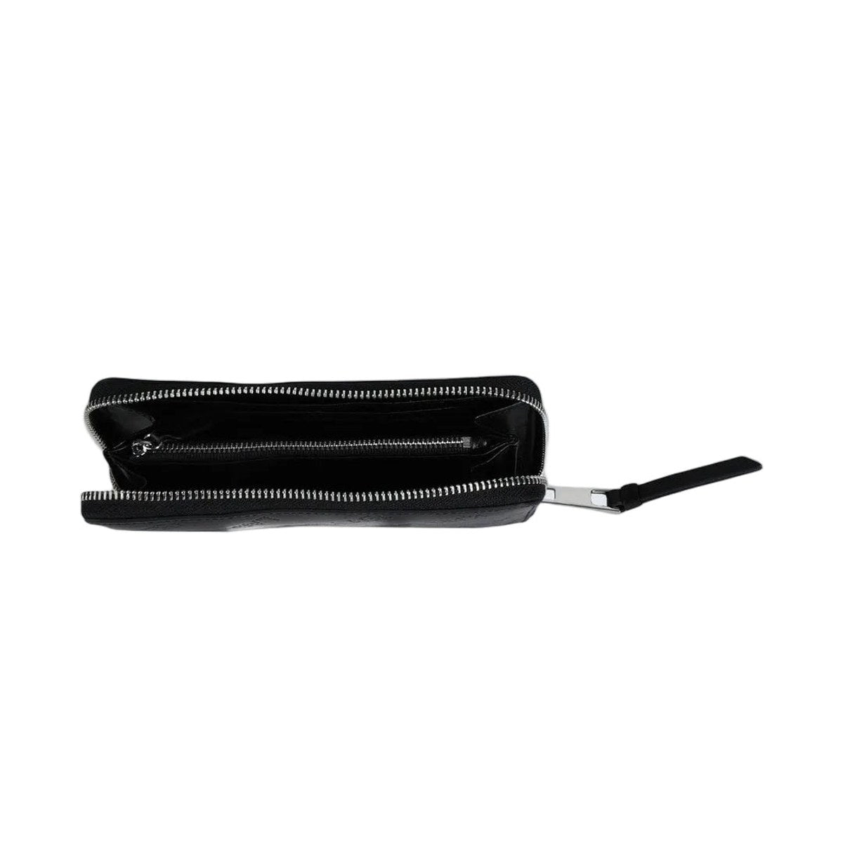 Logo Perforated Zip Around Wallet - Black