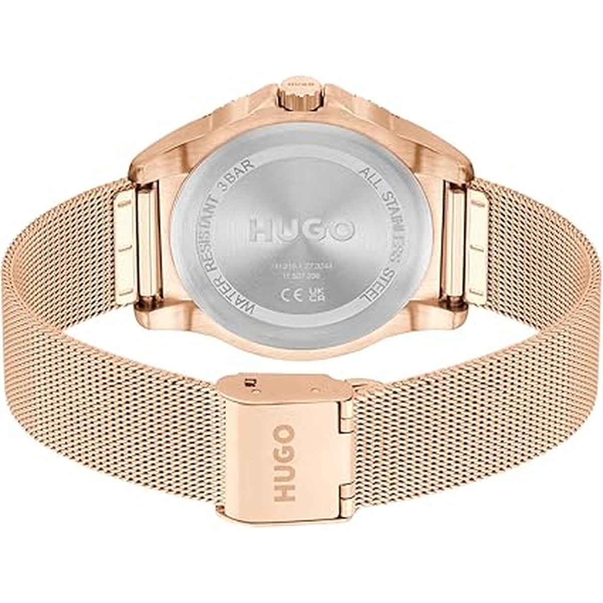Rose Gold Mesh Multi-Function Watch White Dial