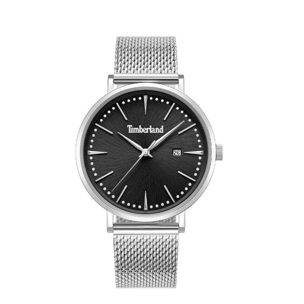 Black Dial Mesh Bracelet Watch silver