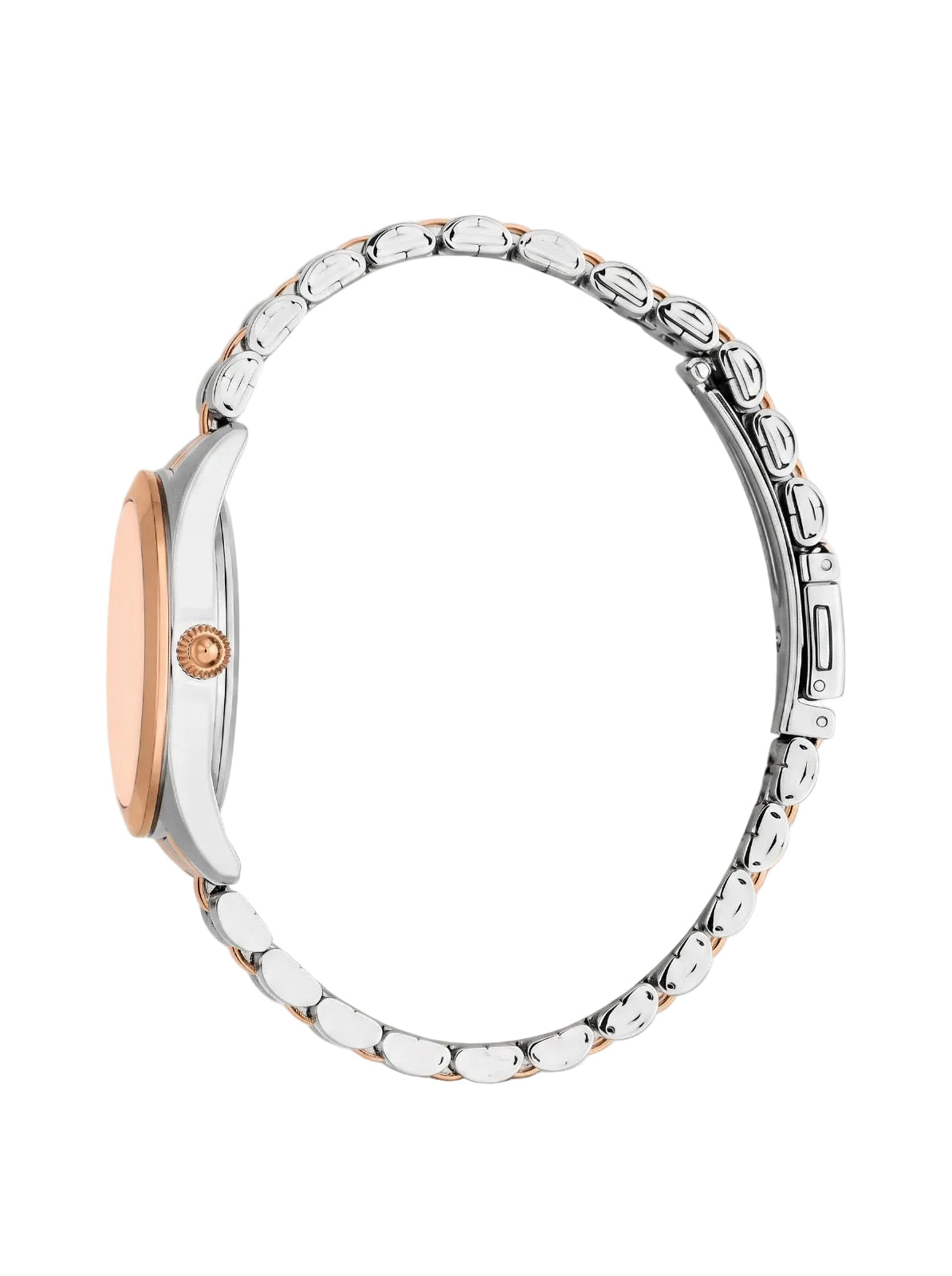 Two-Tone Crystal Dial Watch – Rose Gold & Silver