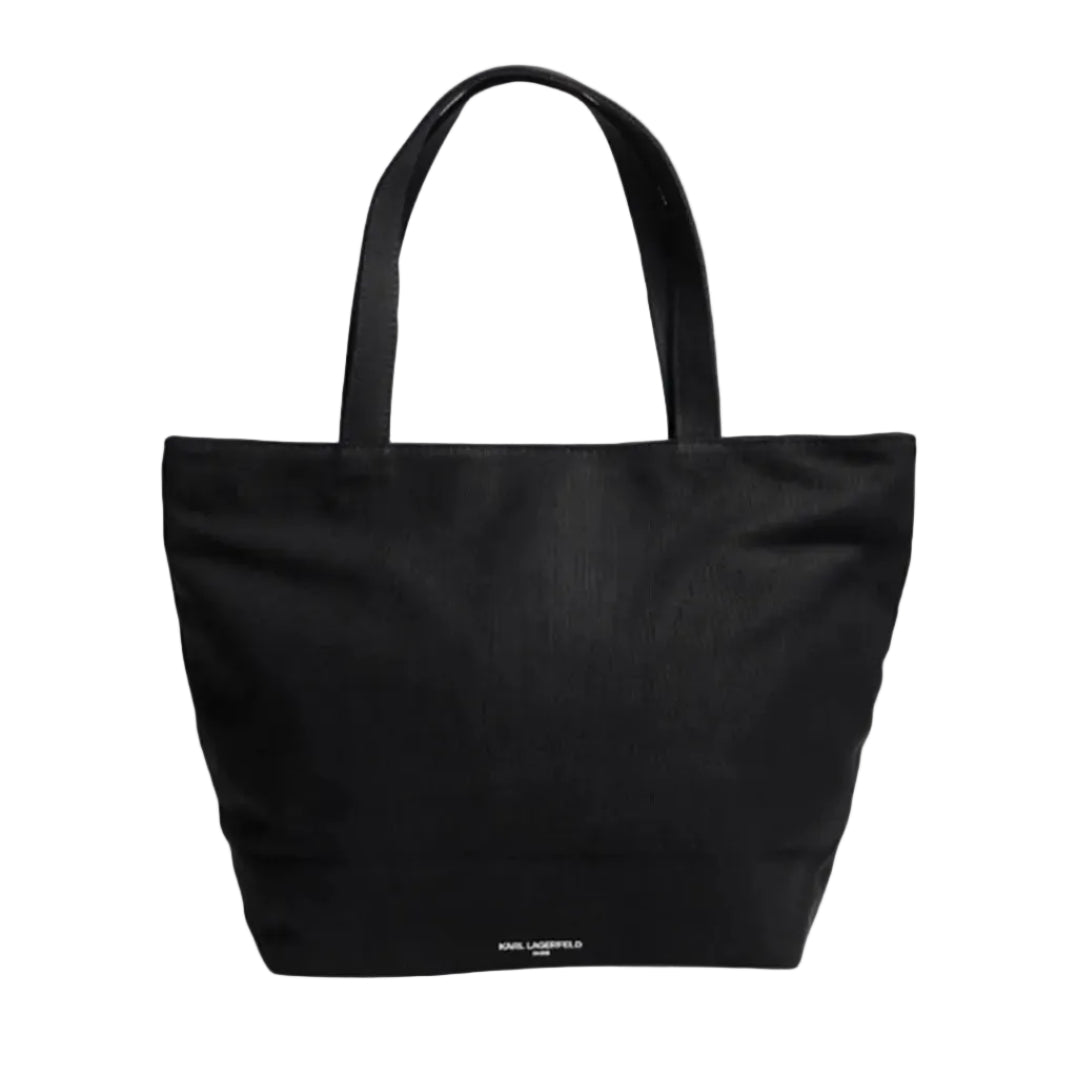 Logo Lettering Black Canvas Tote Bag