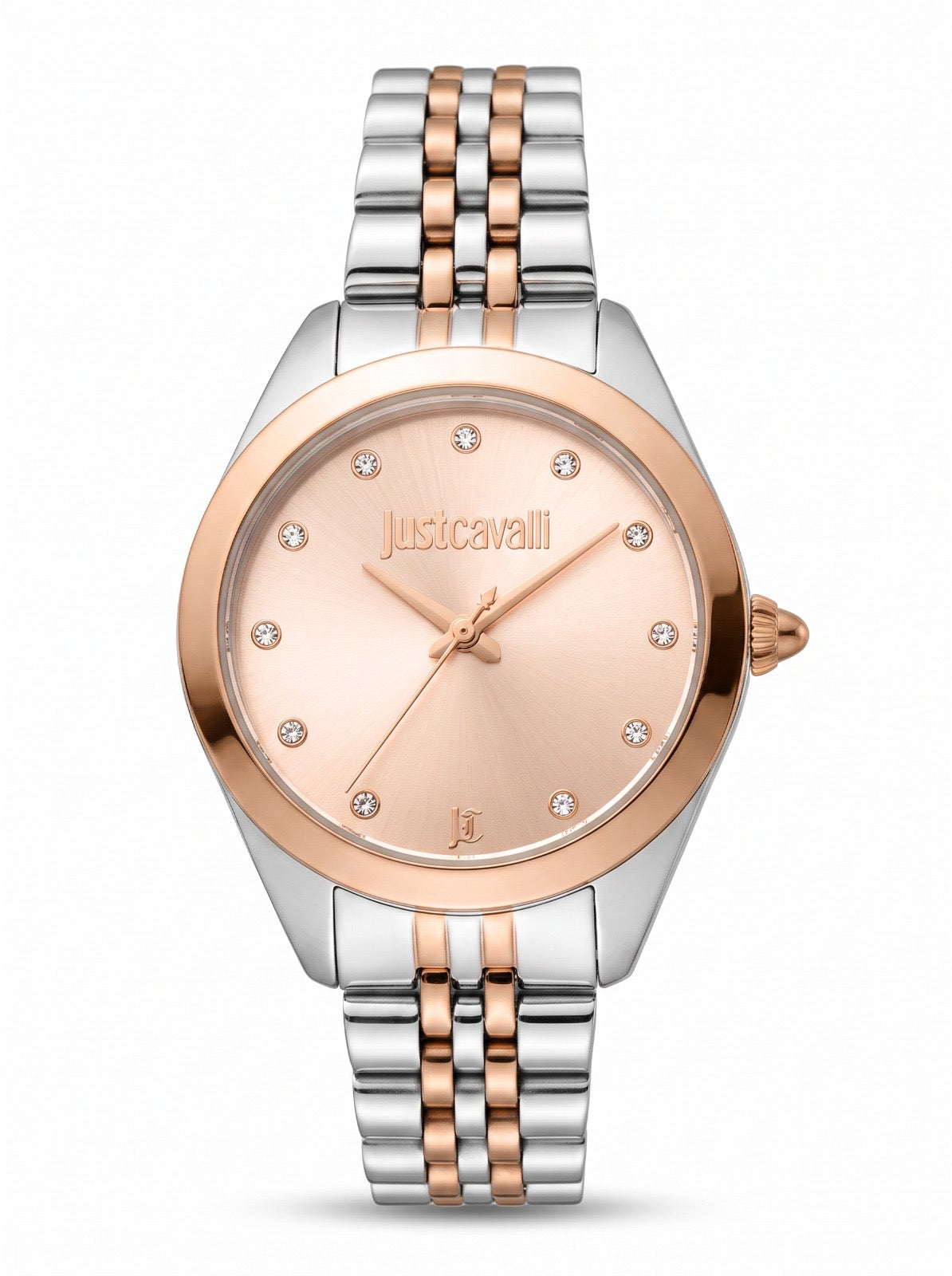 Two-Tone Crystal Dial Watch – Rose Gold & Silver