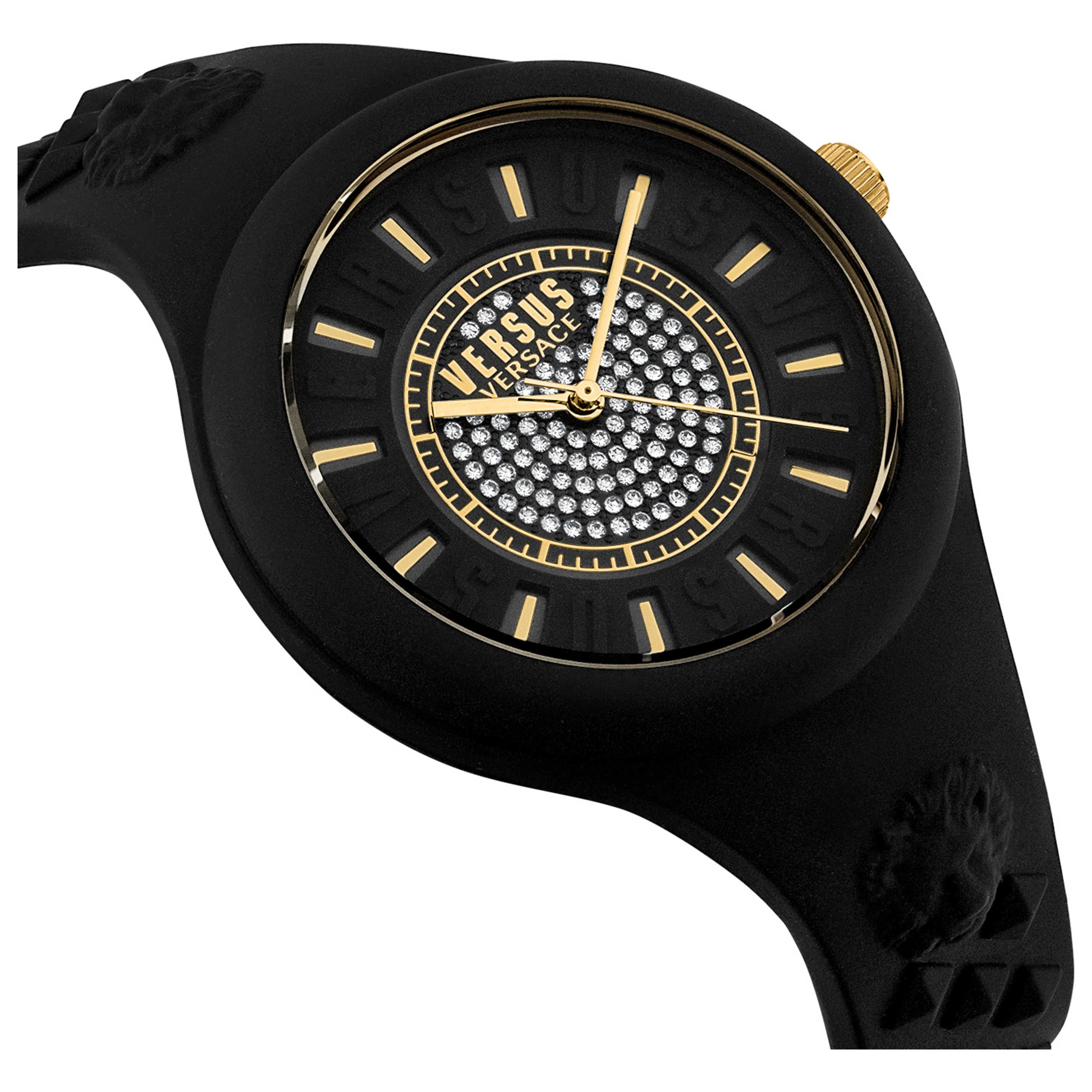Crystal Dial Watch – Black & Gold