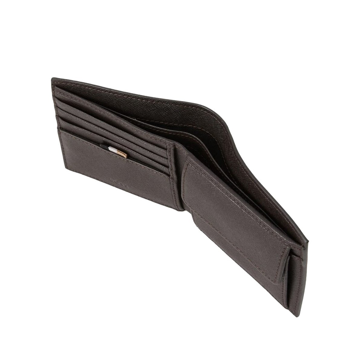 Saffiano Leather Bifold Wallet – Dark Brown