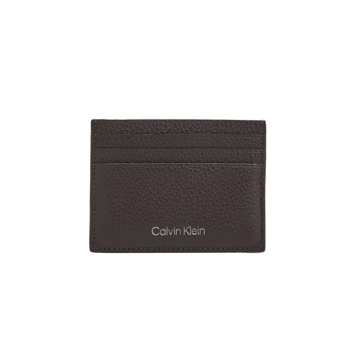 Pebbled Leather Card Holder – Dark Brown