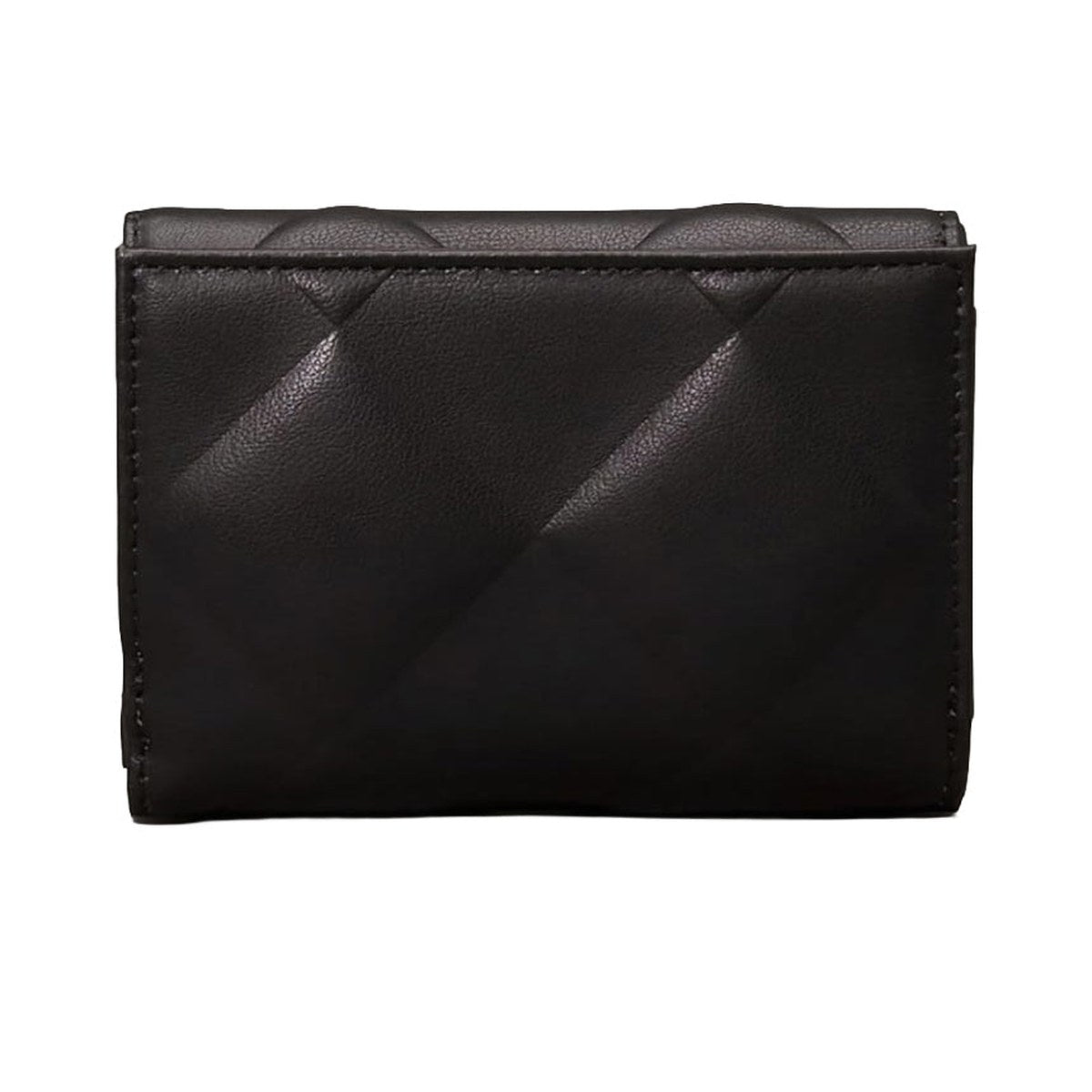 Quilted Compact Trifold Wallet – Black