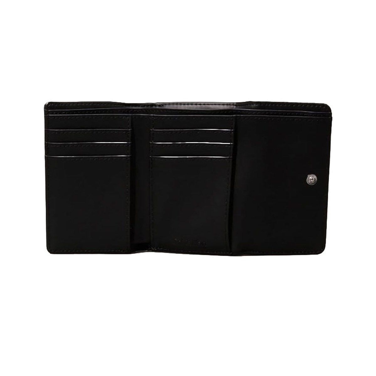 Quilted Compact Trifold Wallet – Black
