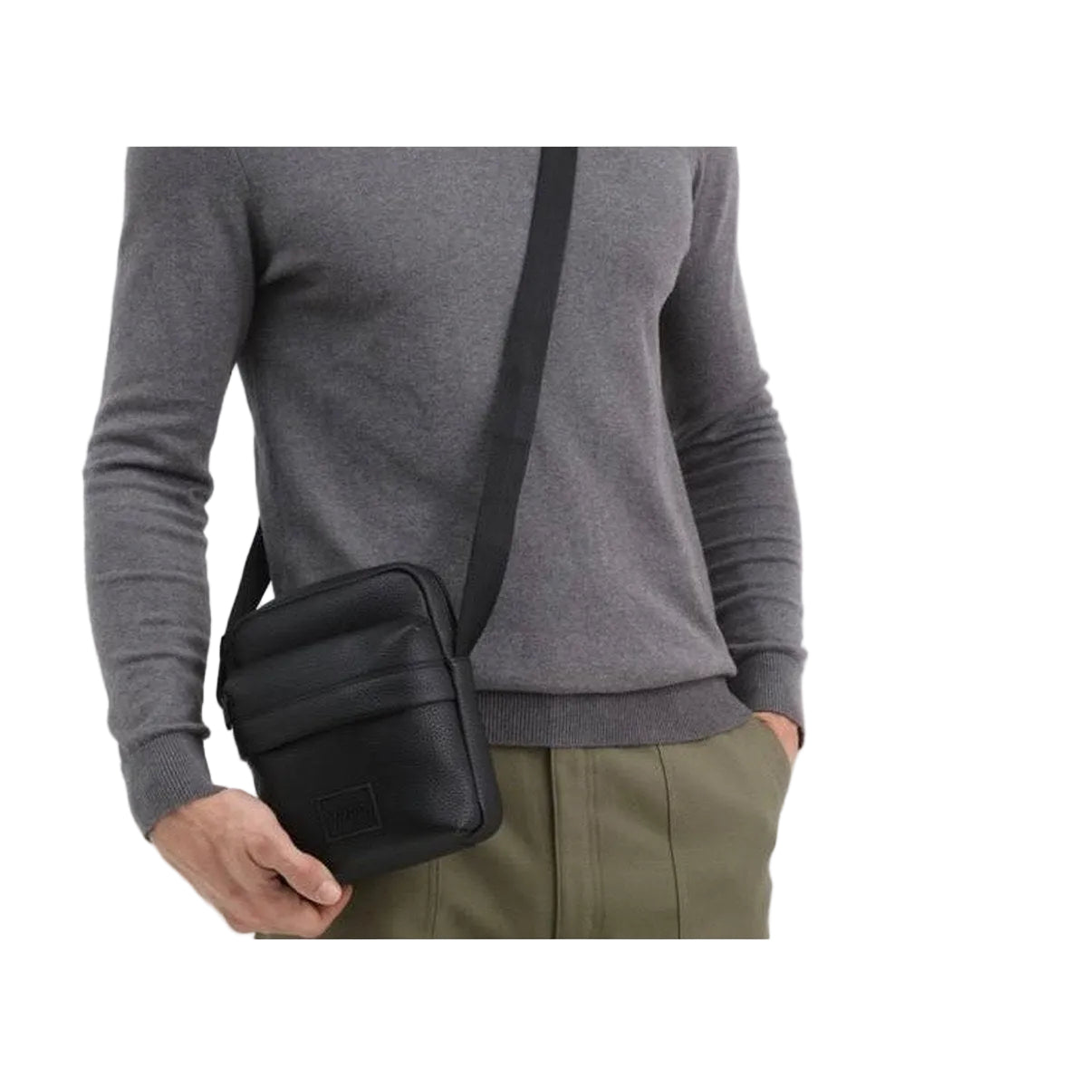 Quilted Front Crossbody Bag – Black