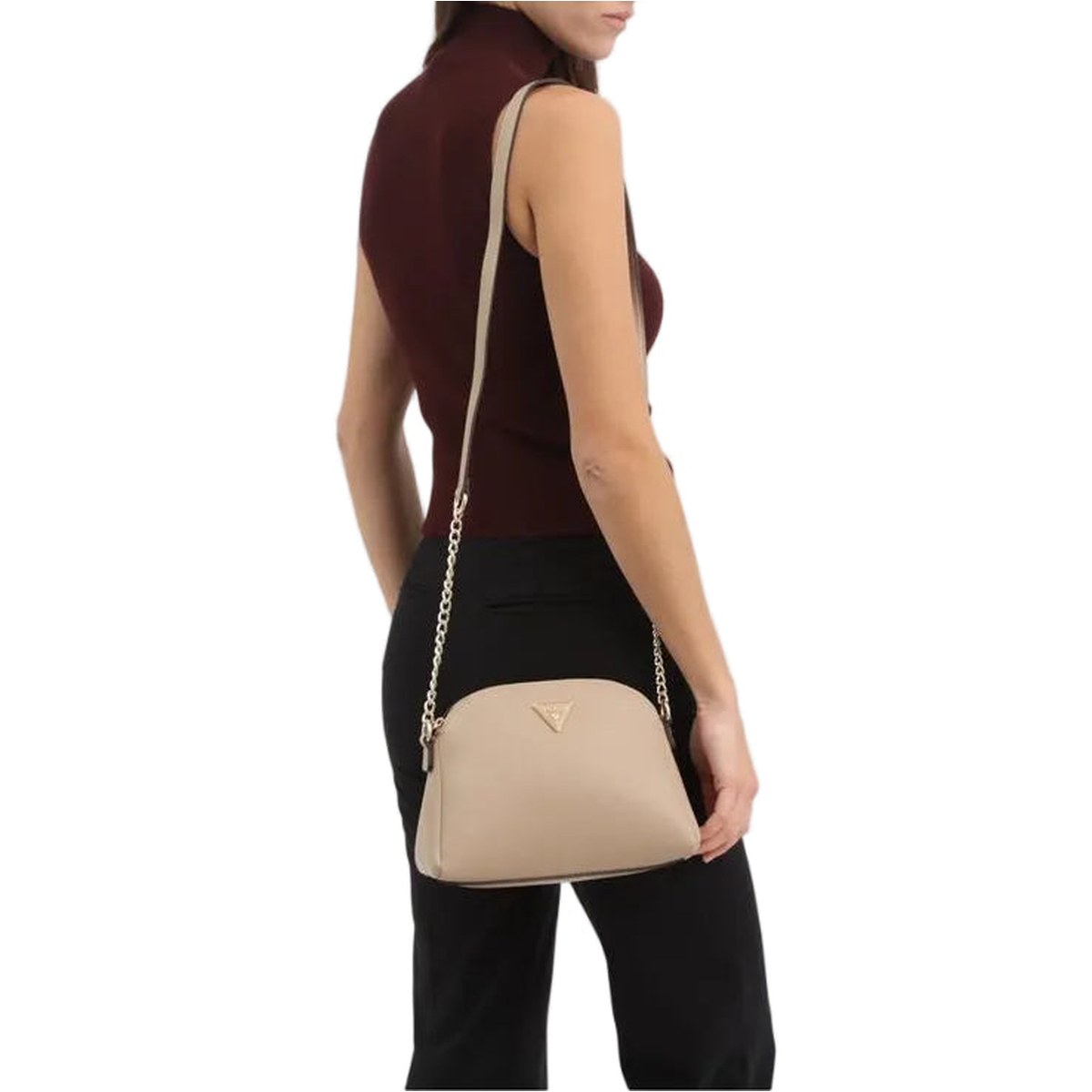 Victoria Chain Crossbody Bag - Black&Beige