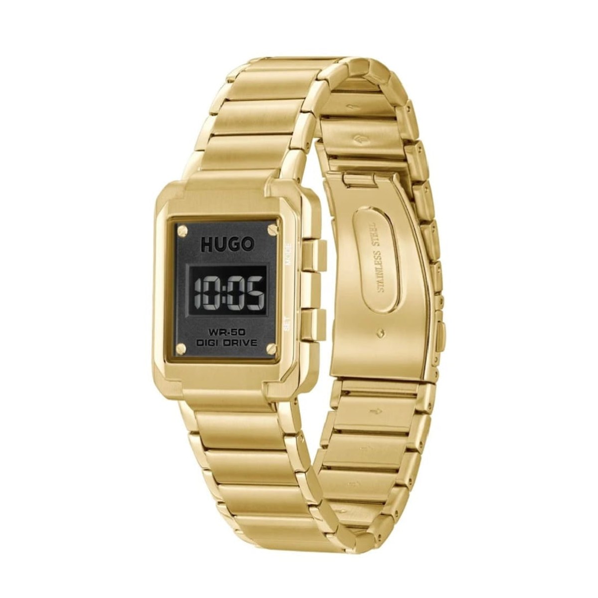 Gold-Tone Digital Bracelet Watch