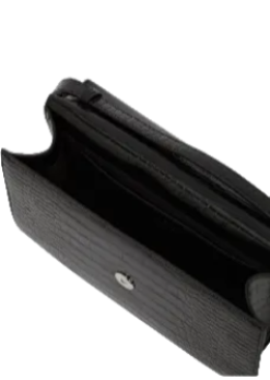 Croc-Embossed Shoulder Bag – Black