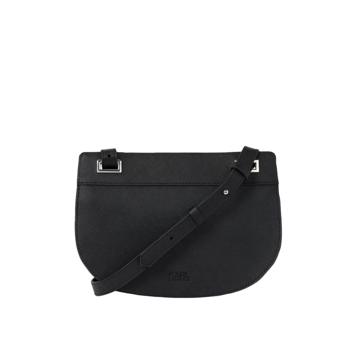 Layered Flap Shoulder Bag - Black