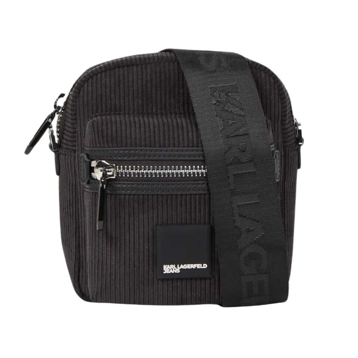 Ribbed Crossbody Bag - Black