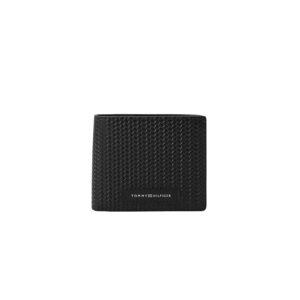 Textured Bifold Wallet with Coin Pocket – Black