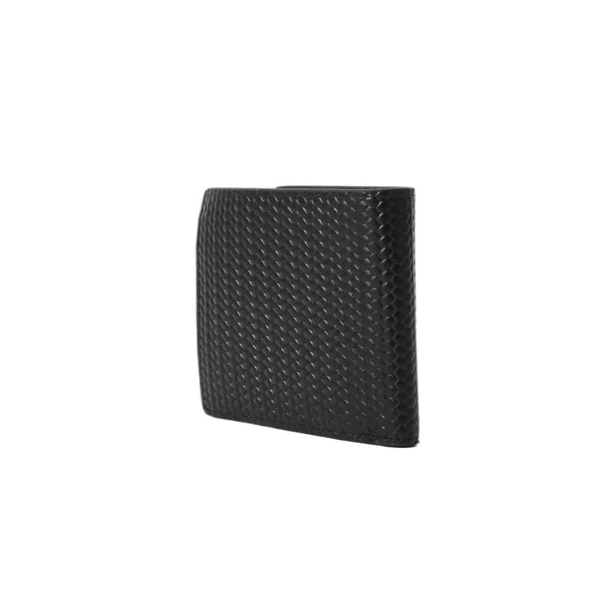 Textured Bifold Wallet with Coin Pocket – Black