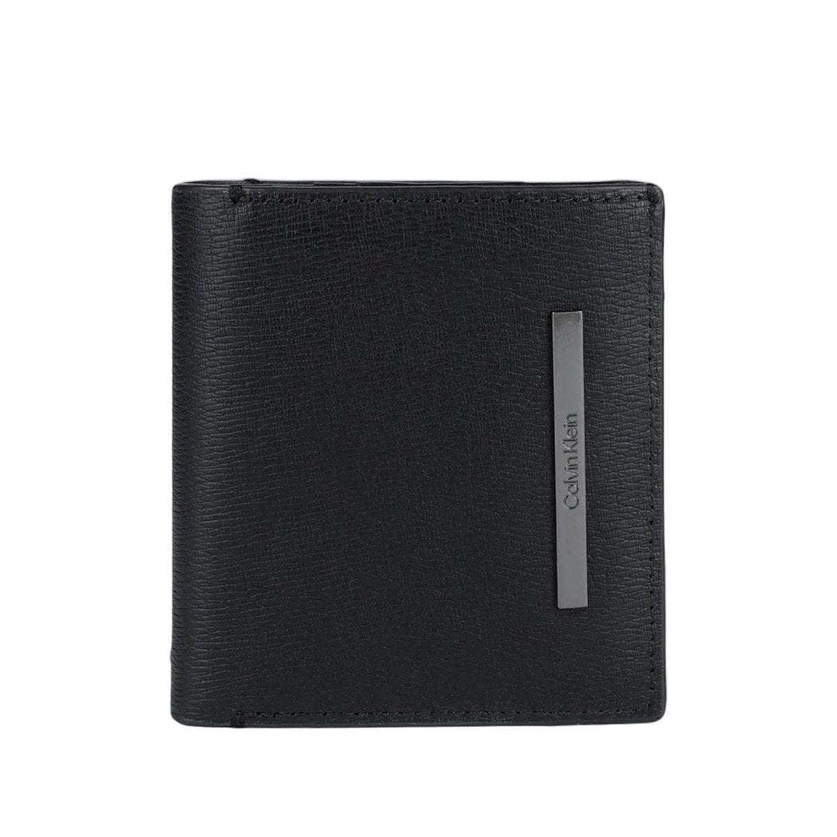 Metal Bar Trifold Wallet - Black