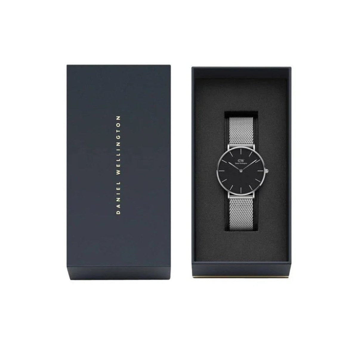 Classic Mesh Black Dial Silver Watch